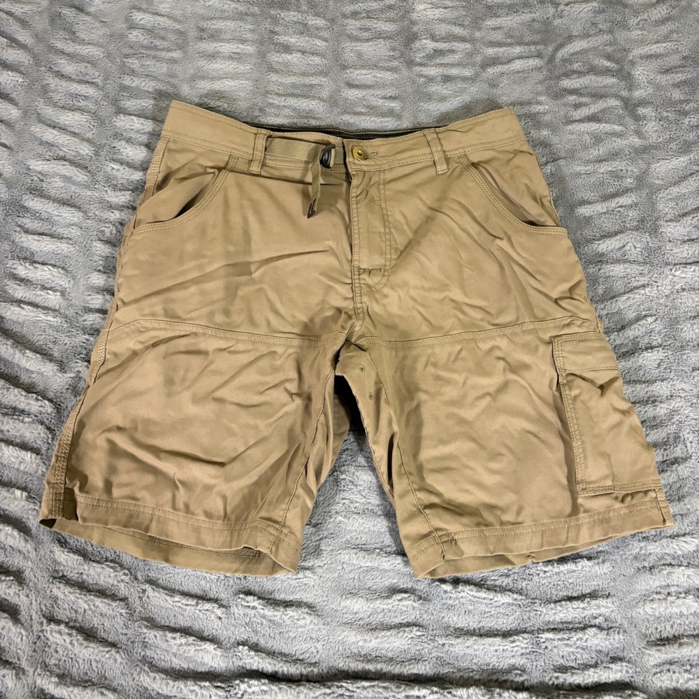 Prana Zion Cargo Shorts Mens 32 Dark Khaki Nylon Stretch Hiking Outdoor AT484